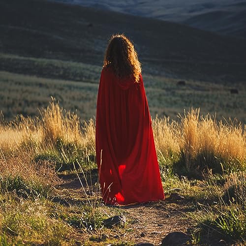 Jsdoin Halloween Hooded Cloak, Vampire Cape for Adults/Kids, Two-Sided Red Black - Image 3