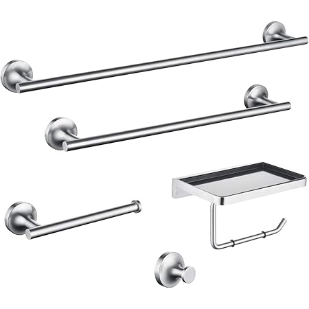 Amazon タオル掛け タオルバー トイレットペーパーホルダー 浴室フック 浴室収納5点セットステンレス製 タオルバー Amazon タオル掛け タオルバー トイレットペーパーホルダー 浴室フック 浴室収納5点セットステンレス製 タオルバー