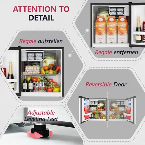 Image of Icyglee 1.7 Cu.Ft Mini Fridge with Freezer, Compact Refrigerator, Silver