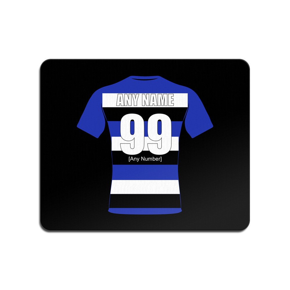 Unigift Black Personalised Gift - Bath Mouse Mat (Rugby Union Design Theme, Colour Options) - Any Name/Message On Your Unique Pad Mousemat Mousepad