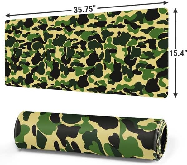 Vista 10 de Skinit Alfombrilla de mouse grande para juegos, diseño de camuflaje de dientes de tiburón con bordes cosidos, impermeable, base de goma