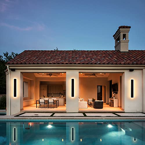 Bieocur Modern Outdoor Lights 23.6In Led Wall Sconce 12W Porch & Patio Light Frosted White Acrylic Exterior Light Fixture Watetproof Suitable For Garage,Entry,House #TOP5