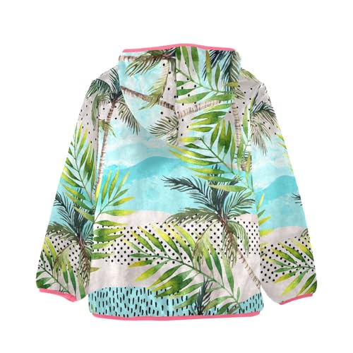 OTVEE Summer Beach Palm Trees Kids Hoodie Jacket Fall Spring Full Zip Warm Outwear Coat2