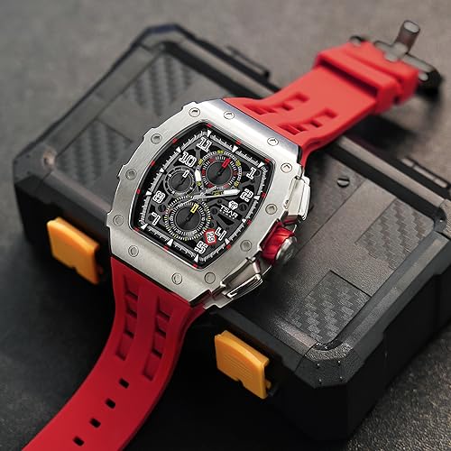 Image of Tsar Bomba Mens Watches Quartz Wristwatch for Men Waterproof 50M Analog Luxury Tonneau Chronograph Calendar Date Men's Dress Business Work Watch Gift for Men