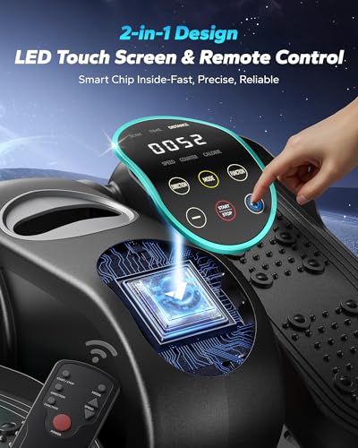 Image of MERACH Under Desk Elliptical Machine, Leg Exerciser While Sitting for Seniors with 12-Speeds & Remote Control, Quiet Portable Electric Seated Pedal Exerciser Machine for Home Office