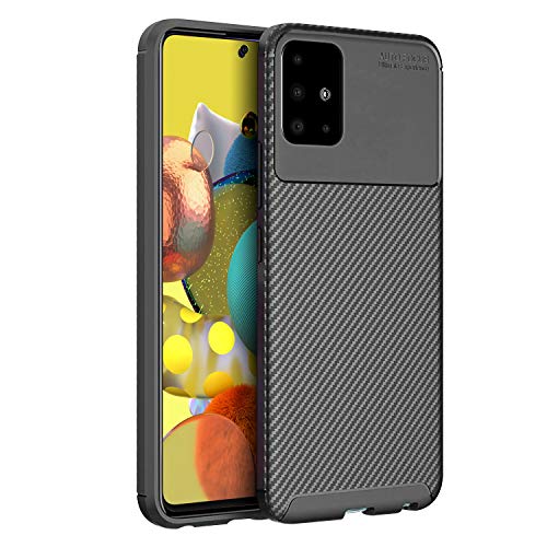 Olixar pour Samsung Galaxy A51 5G Coque en Fibre de Carbone Slim Cover TPU Antidérapant Mince Housse de Protection Anti Choc Bumper Protection Chute Sans Fil Charge Compatible - Noir