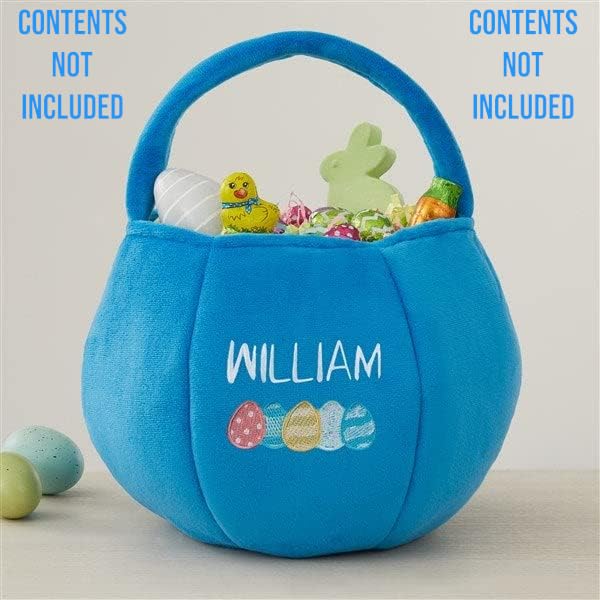 Miniatura 2 de Personalization Universe Egg Name Bordado Felpa Pascua Treat Bag - Azul