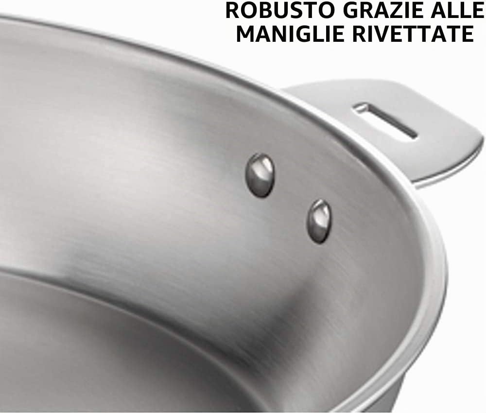 Lagostina Salvaspazio Pentola Acciaio Inox 18/10 Ø 26 cm, Pentola Induzione, Gas e Forno fino a 250 °C, Impilabile e Facile da Riporre, Fondo Lagotherm 3 Strati, Maniglie con Supporti Rivettati