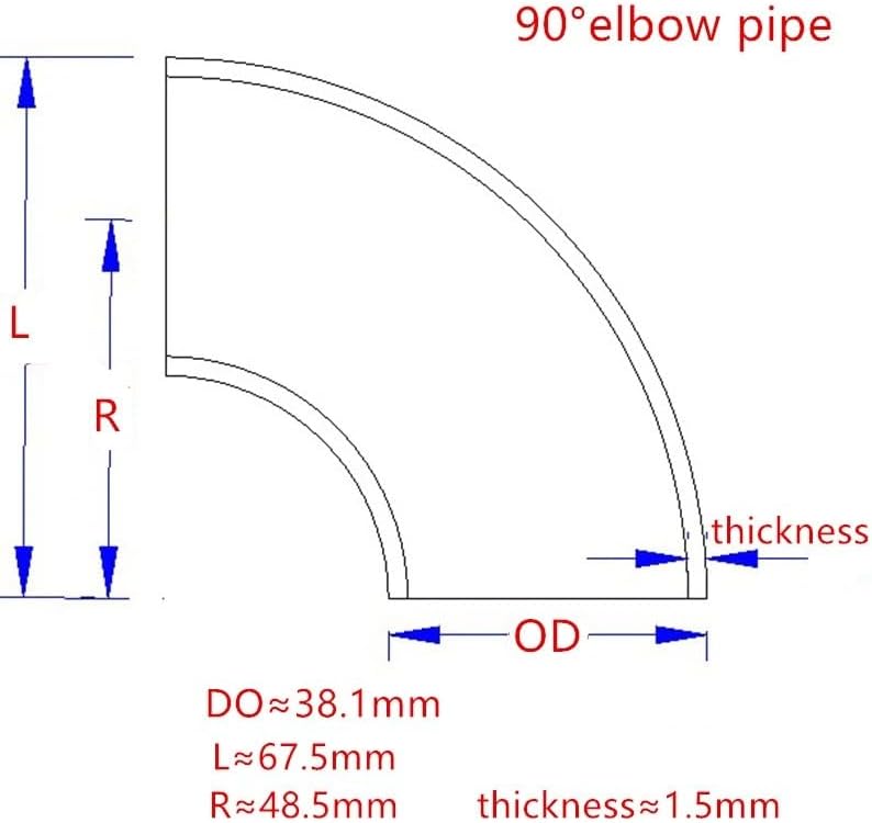 OD38mm 1.5mm パイプ 304 ステンレススチール 溶接 90度 エルボ パイプ 継手 自作