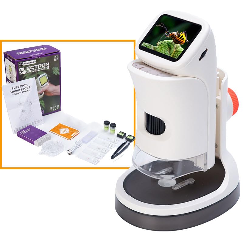 Image of Lukzer Kids Electron Digital Microscope 100X Zoom Camera with Adjustable Focus Screen, LED Light & Type-C, Portable Educational Science Toy for Nature Exploration, Slides, Specimens & STEM Learning