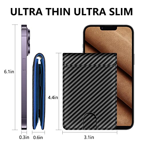 RFID Slim Wallet for Men Genuine Leather Carbon Fiber Card Holder Money Clip Minimalist Front Pocket Large Capacity Gift Box3
