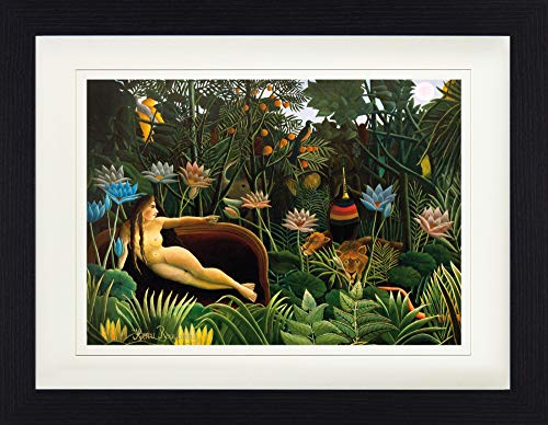 1art1 Henri Rousseau Poster Le Rêve, 1910 Affiche Encadrée avec Passe-Partout Élégant | Images Murales | dans Un Cadre Photo 40x30 cm