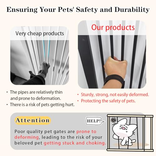 Lumizone Extra Tall Pet Gate 55.12\" High Pressure Mounted 34.06\"-38.38\" Extra Wide (9 Sizes) 1.37\" Gap for Cat Dog Stairs Doorway Hallway No Drilling Auto-Close (34.06\"-38.38\", Black) - Thumbnail 2