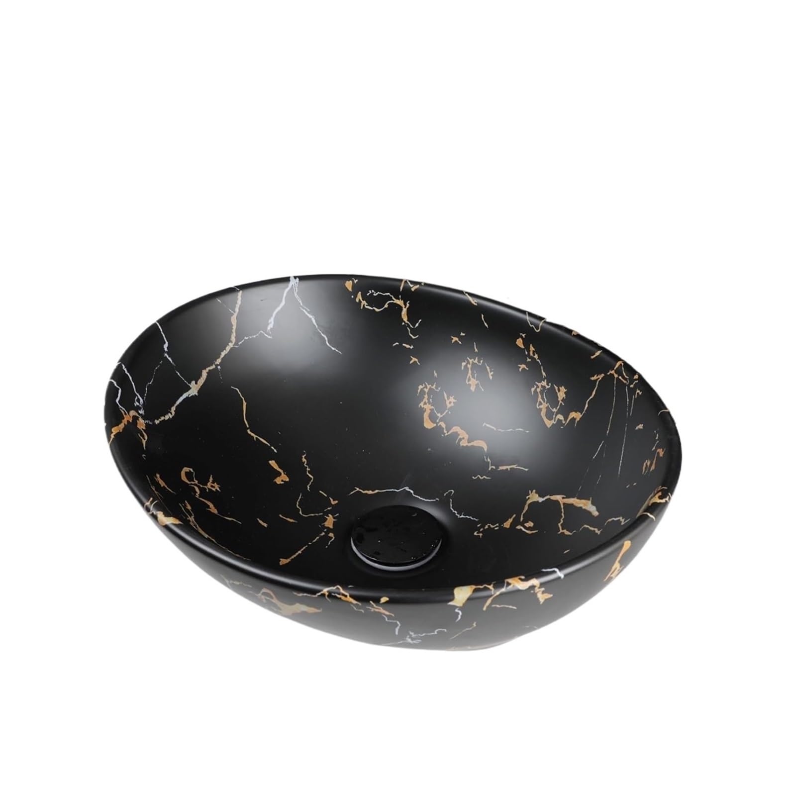 Bathroom Vessel Sink Ceramic Vessel Sinks Oval Bathroom Sink Above Counter Vessel Sink with Faucet and Drain Combo 16 inch Marbling Vessel(Color04)