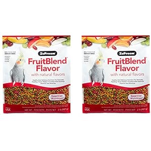 ZuPreem FruitBlend Flavor Pellets Bird Food for Medium Birds, 2 lb (Pack of 2) – Daily Blend Made in USA for Cockatiels, Quakers, Lovebirds, Small Conures