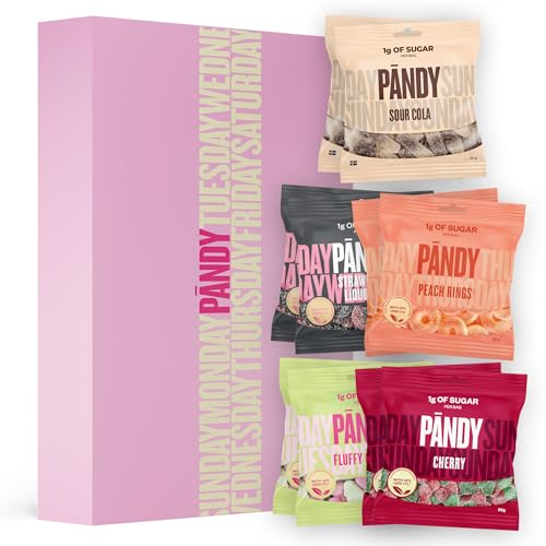 PÄNDY 10 Mix Zuckerfreie Süßigkeiten Mix Bonbons Cola Lakritz Gummibärchen ohne Zucker süßigkeiten großpackunge box zuckerfrei gummibärchen Fruchtgummis Low Carb Großpackung nur 1 g Zucker 10 x 50 g