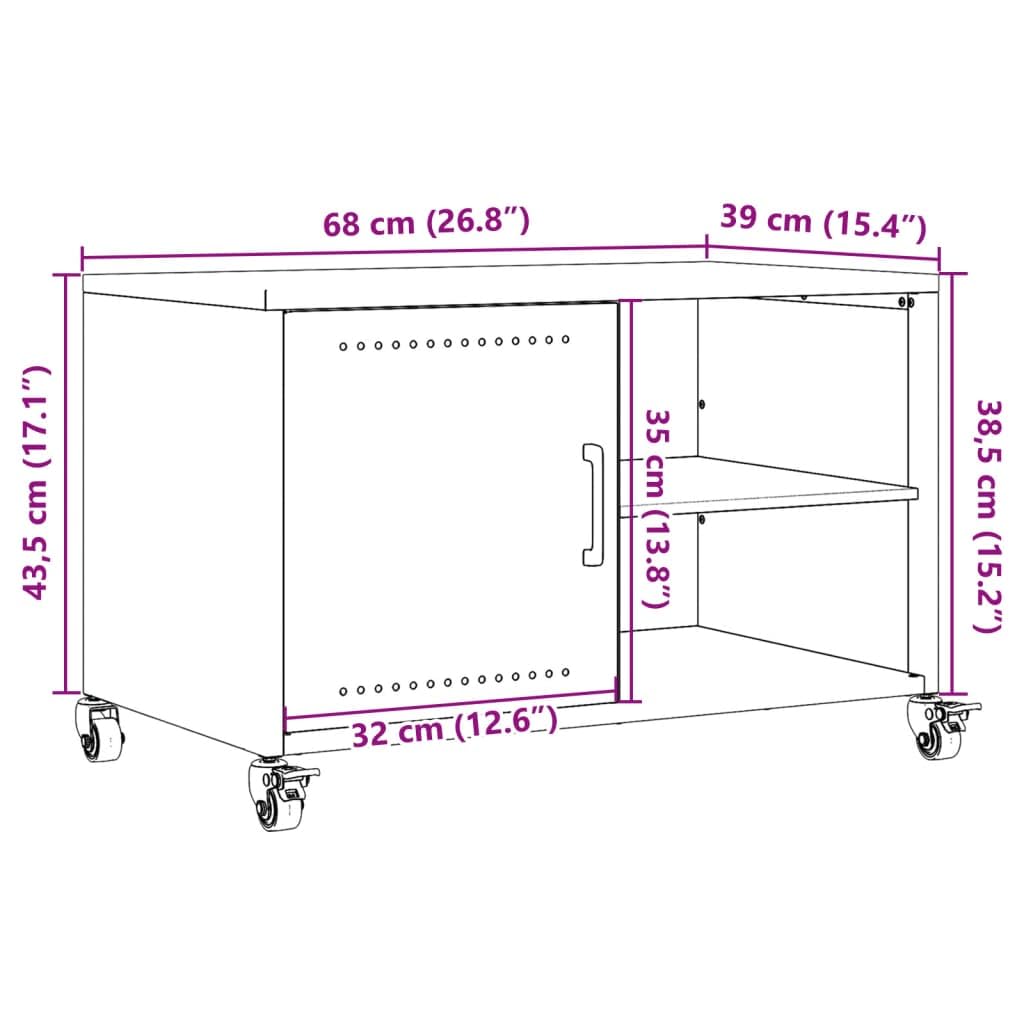 vidaXL Mobile TV Nero 68x39x43,5cm in Acciaio Laminato a Freddo, Mobile Porta TV, mobiletto HiFi, Mobile per dispositivi multimediali, Supporto TV
