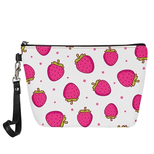 Borsa cosmetica da donna borsa da viaggio organizer pelle da toilette per cosmetici per beauty bag Pois Fragola Rosa Organizer per borse