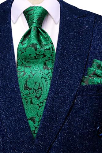 Image of Hi-Tie Mens 70inches Tie Set Extra Long Necktie for Men Cufflinks Handkerchief Big Tall Men Business Wedding