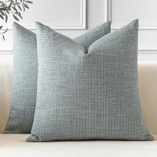 JOTOM Set of 2 Cushion Covers 60x60 cm Linen Dark Grey Decorative Throw Pillow Covers 24x24 Inch Square Cushion Case Home Decor Pillowcases for Couch Sofa Living Room Bed (Dark Grey)