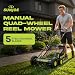 Sun Joe MJ501M 18-Inch Manual Reel Mower w/Grass Catcher, Green/Black