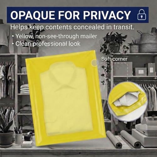 Image of BOX USA Shipping Bags 14 inch x 19 inch (100-Pack) Yellow - Large Heavy Duty Self-Adhesive Envelope Poly Mailers for Packing, Secure Shipping, & Small Business Mailing