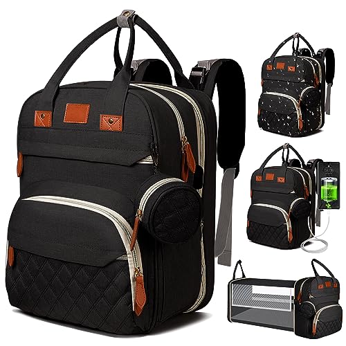 Image of Arrozon Diaper Bag Backpack, Baby Shower Gifts, Diaper Bag for Boys Girls, Waterproof Travel Baby Bag with Changing Station, Baby Registry Search Baby Essentials (Black)