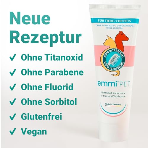 emmi-pet Zahnpflegeset für Hunde - 1x3köpfige Hundezahnbürste mit 1x Hundezahnpasta und 2x Fingerzahnbürste (Blau, Erwachsene - Senioren)