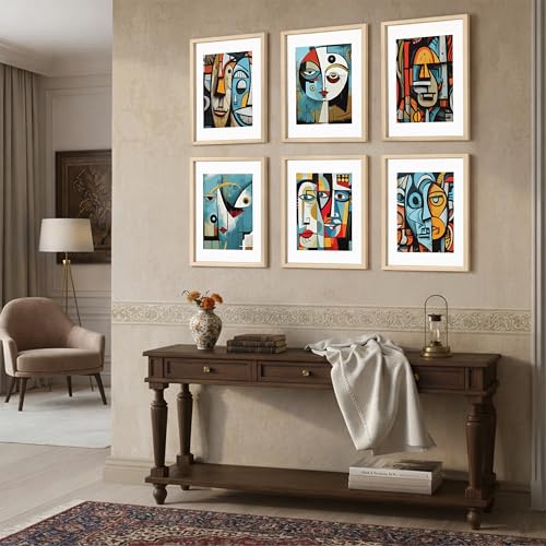Image of NoWorries Piccaso art Wall paintings for living room Frames for Wall decor - Wall framed art prints posters (Pattern-Modern art) Set of 6 (10x13inches Multicolor) (ART-1)
