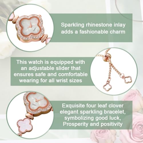 Image of Fancyku Wrist Watches for Women Luxury Unique Rose Gold Diamond Bracelet Watch Fashion Dress Quartz Watches for Women Gift