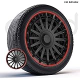 Schnell und einfache Montage CM DESIGN 4 x 16 Zoll Crystal RO Schwarz/Rot Auto-Radkappen Radblenden