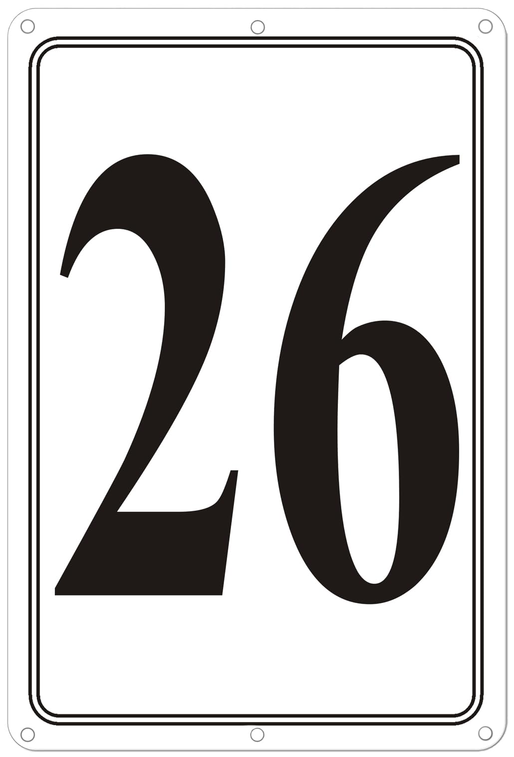 Premium Aluminum Number Signs 26, Metal 12" X 8" Numbered Signs Outdoor for Parking Lots, Floor, Dock, Court, Aisle, Field, High Visibility, No Fade, Weather-resistant