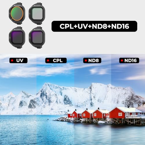 Image of K&F CONCEPT UV CPL ND Filters Set Compatible with DJI Mini 5 Pro Drone Accessories - 4 Pack (CPL UV ND8 ND16) Light Reduction, Polarizing Daily Protection Lens Filter, Multi-Coated HD Optical Glass