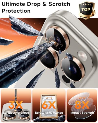 Image of TOCOL for iPhone 15 Pro Max Camera Lens Protector /iPhone 15 Pro Camera Lens Protector Tempered Glass HD Individual Scratch Resistant Cover Accessories Case Friendly 2 Pack(Rose Gold)