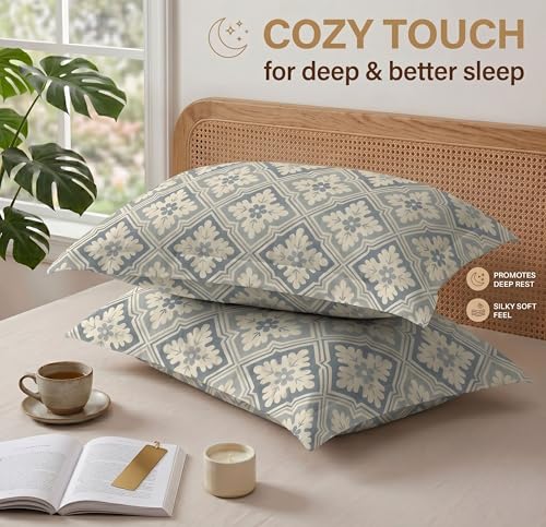 Image of VAS COLLECTIONS Cotton Pillow Cover Set of 2 (17x27 Inches) | Ultra Soft Breathable Pillow Cases for Bed | Skin Friendly, Fade Resistant & Comfortable Pillow Covers for Bedroom Decor (Grey & White)