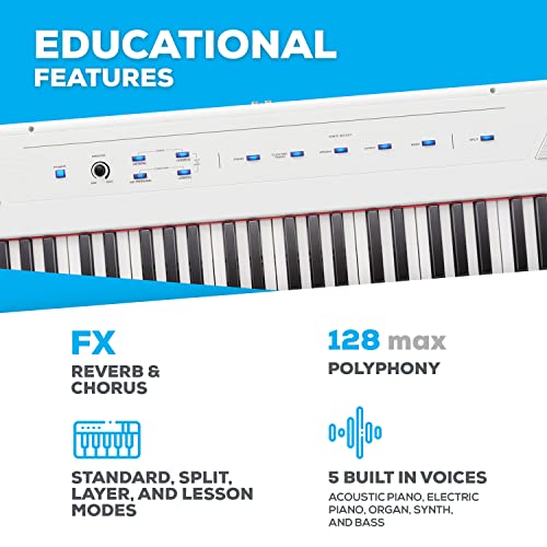 ALESIS RECITAL piano numérique 88 touches semi-lestées avec enceinte intégrées & Audibax Onyx 130 Plus White – Support Double Ciseaux pour Clavier – Support pour Clavier de Musique Électronique - Les Beatles, Paul McCartney, John Lennon, RIngo Starr, George Harrison ALESIS RECITAL piano numérique 88 touches semi-lestées avec enceinte intégrées & Audibax Onyx 130 Plus White - Support Double Ciseaux pour Clavier - Support pour Clavier de Musique Électronique – Image 5