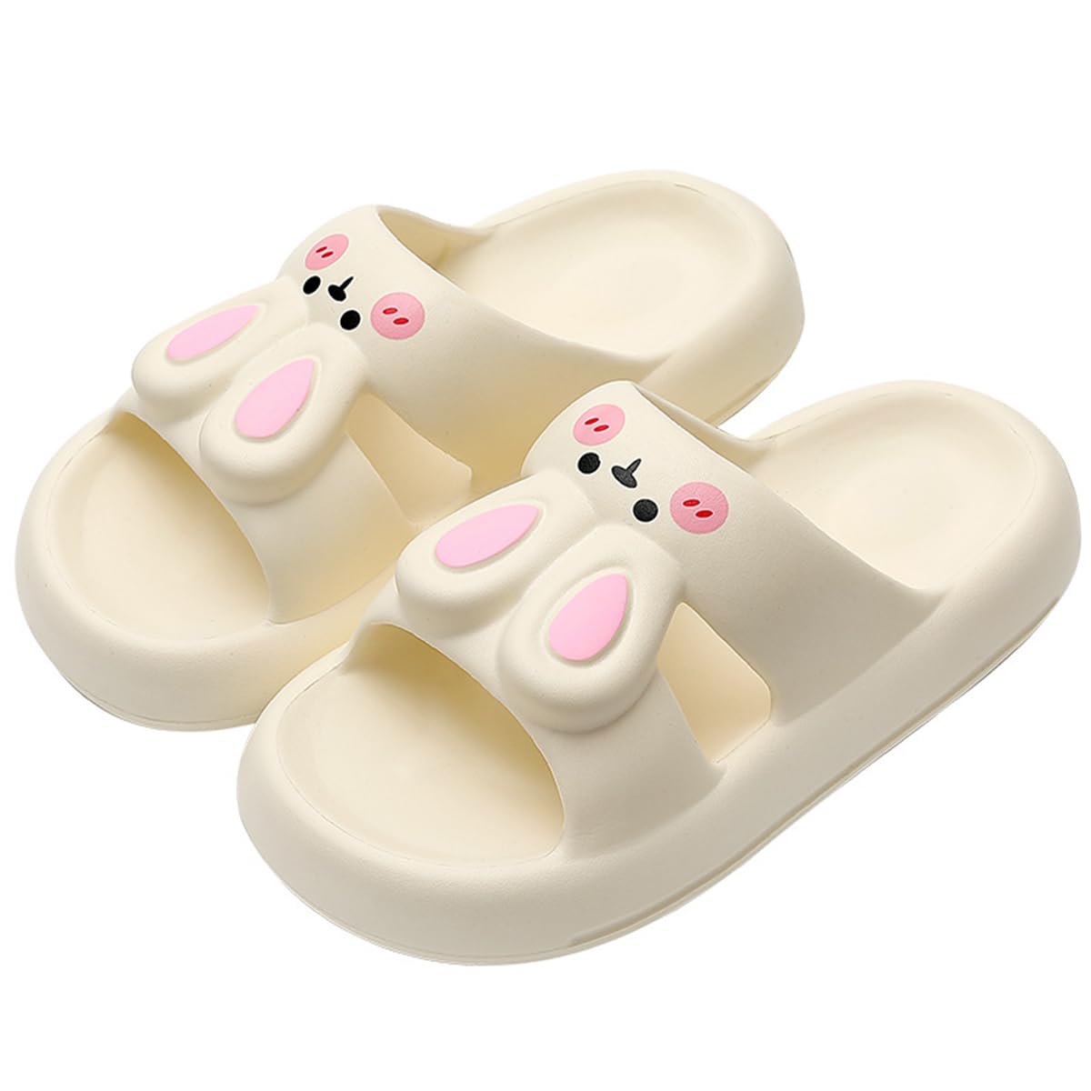 Caramella BubbleWomen Summer Open Toe Bunny Animal Slippers Shower Sandal Bathroom Comfy House Slide Anti-slip Rabbit Slippers for Indoor and Outdoor