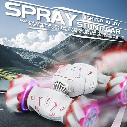 GoolRC Remote Control Car, Gesture Sensing RC Stunt Car with Spray & Lights & Music, 2.4GHz 4WD RC Cars with 360° Rotating, 3 Control Mode Toy Vehicle (Red)