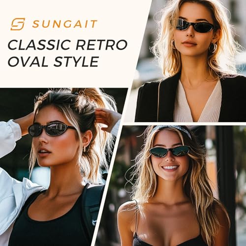 SUNGAIT Retro Oval Sunglasses for Women Lightweight Cat Eye Fashion UV400 Protection2
