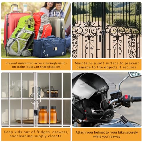 SEPOX® 2Pcs Versatile Resettable 4-Digit Combination Padlock with Extra Long Cable 18cm, Personalized Password, Durable Vinyl Steel Cable Black, Multipurpose Lock for Suitcase, Gym Lockers, Toolbox - Image 5