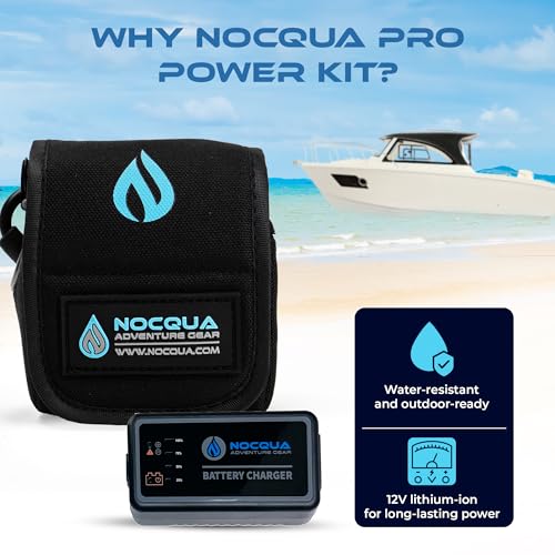 Image of Nocqua Pro Power 12 Volt Lithium Battery & Charger Kit for GPS, Fish Finders & Depth Finders, Compact & Portable Kayak Battery Power Solution for Marine Adventure, Kayaks & Boating
