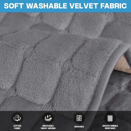 FASCINATDECO Sofa Überzug, Weiche Flanell Sofa Sitzkissenbezug, Sofaschoner rutschfest, Sofabezug 1 2 3 Sitzer Couch überzug für Wohnzimmer, Sofaüberwürf L Form Sofaschutz (Grau,70x70cm)