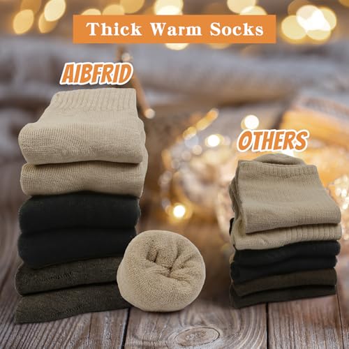 Image of Thermal Crew Socks for Women, 6 Pairs Cotton Quarter Socks in Neutral, Cozy Ankle Socks