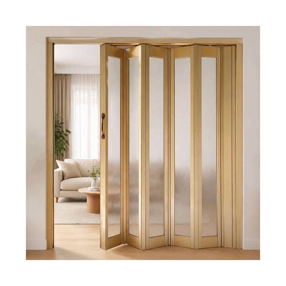 Puerta Plegable Tipo Acordeón, Corredera Interior Retráctil Con Tirado, Mampara Divisoria De Privacidad Que Ahorra Espacio Para Armarios, Cocinas(203x203.2cm(79.9x80in))