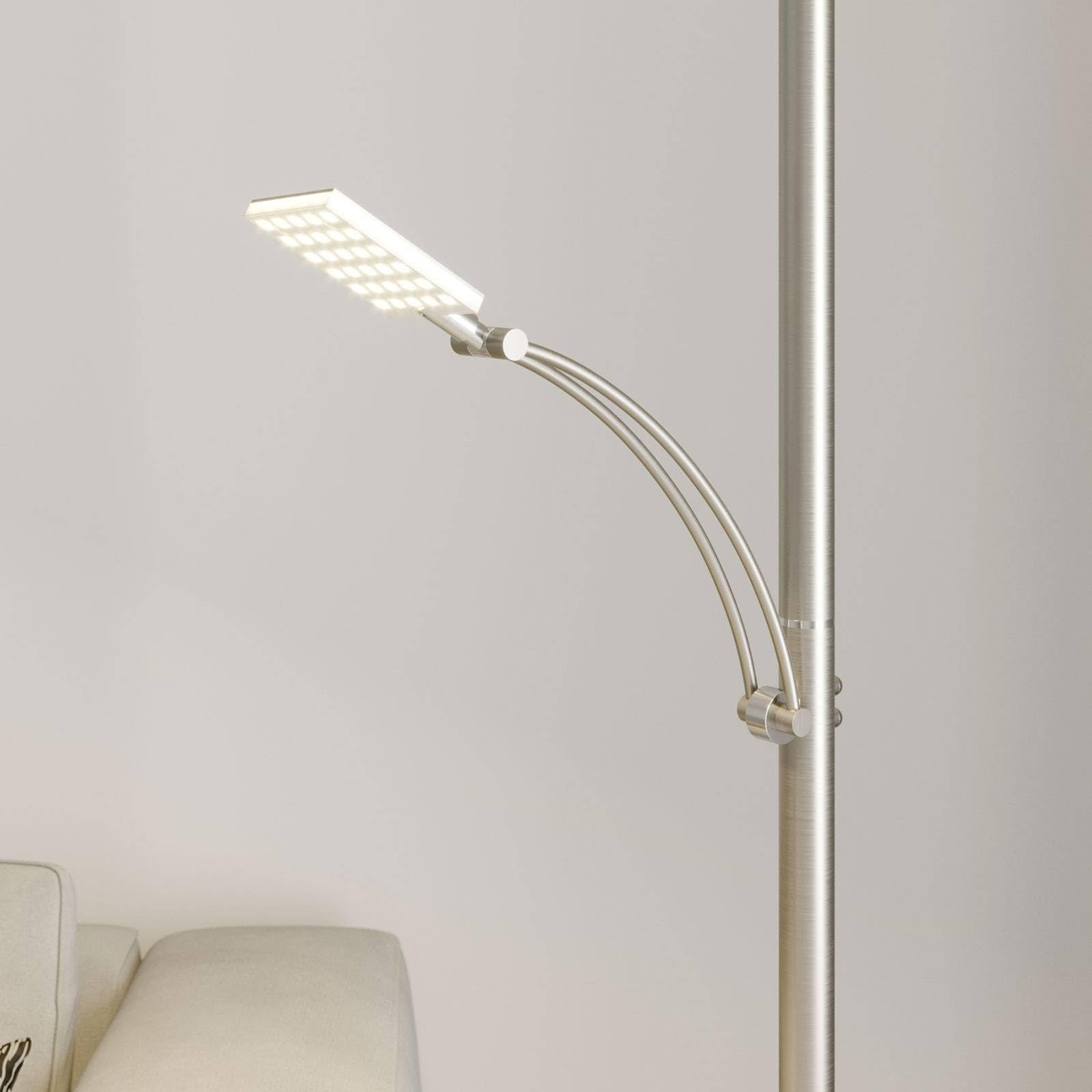 Lucande LED Stehlampe Parthena dimmbar (Modern) in Alu aus Metall (3 flammig,) - Wohnzimmerlampe Stehleuchte Floor Lamp Deckenfluter Standleuchte Wohnzimmerleuchte