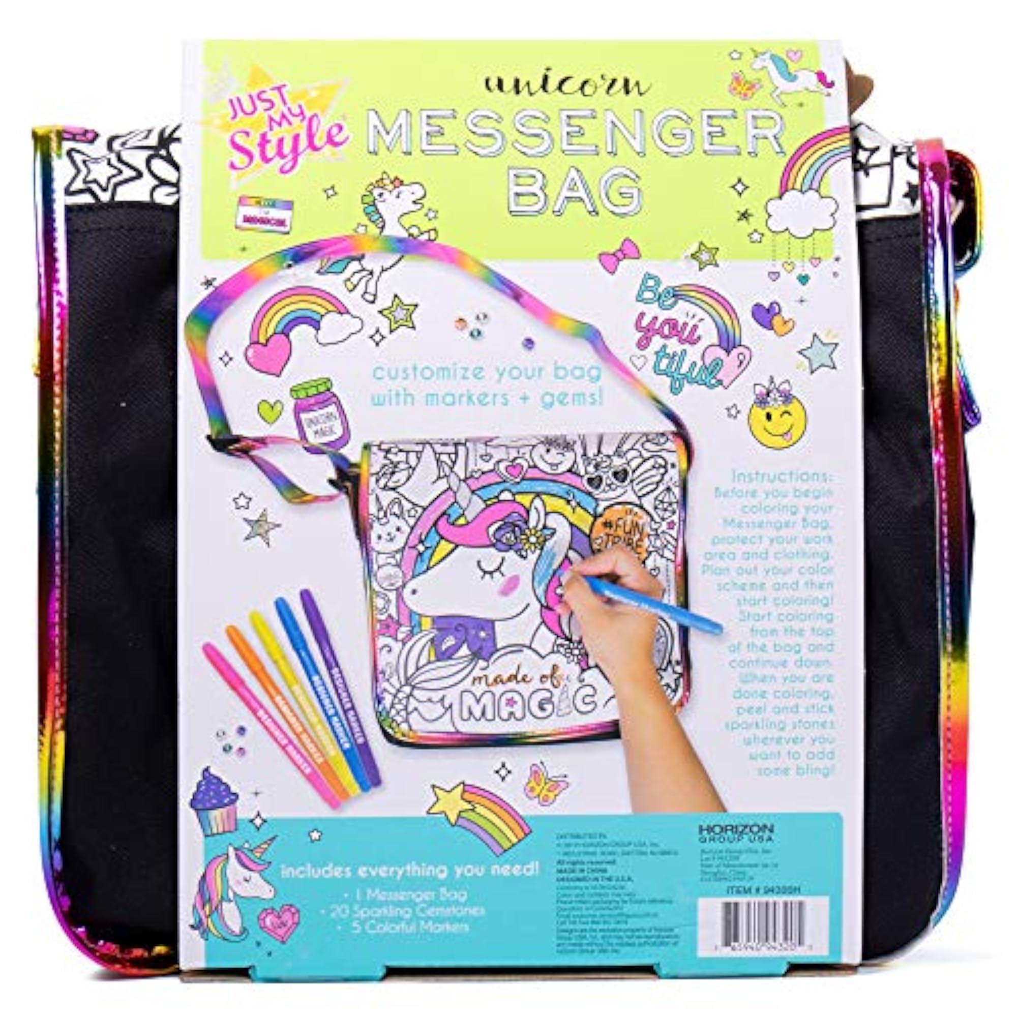 Color Your Own Unicorn Messenger Bag, Craft and Embellish Gift