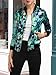 Allegra K Women's Bomber Jacket Satin Long Sleeve Zipper Floral Print Casual Fall Jacket with Pocket Winter Outwear Medium Green