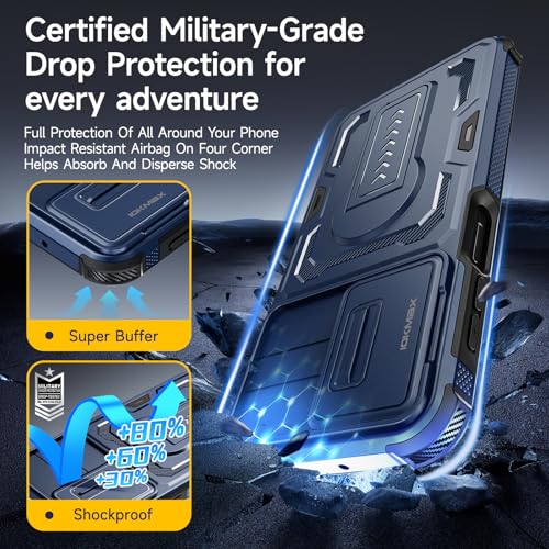 for Samsung Galaxy A16/ A17/ A26 Case with 2 Pack Screen Protector, Slide Camera Lens Cover, Kickstand & Lanyard Strap, Dual Layer Shockproof Non-Slip Matte Case, Blue - Image 6