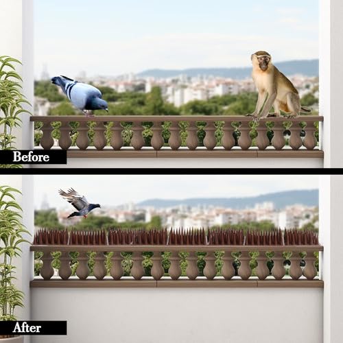 Image of Bird Spikes |Brown| Pack of 10 Bird Spikes | 11.5 Inch Length Repellent Spike, Pigeon Problem Solutions, UV Stabilized Spikes for Outdoor AC Unit & Balcony Railing, Pigeon Control