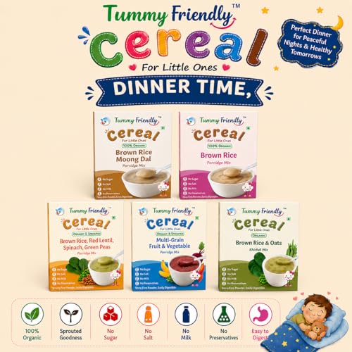 Image of TummyFriendly Foods Certified Organic Sprouted Sathu Maavu Porridge Mix. Made of Sprouted Ragi, Whole Grains, Pulses & Nuts. Organic Baby Food For 8+ Months Baby. Shelf-life 9 month-200g (Sathu, Ragi)